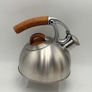 OXO Uplift Tea Kettle 2 QT Silver Stainless Steel Cork Whistling Stovetop